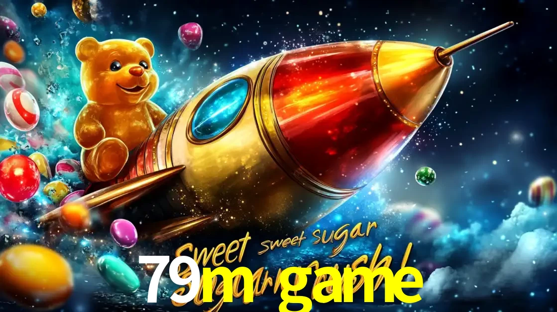 Arte promocional do jogo de slot Sugar Rush, com um urso de pelúcia em um foguete viajando pelo espaço de doces, um dos jogos divertidos disponíveis no cassino 79m game.